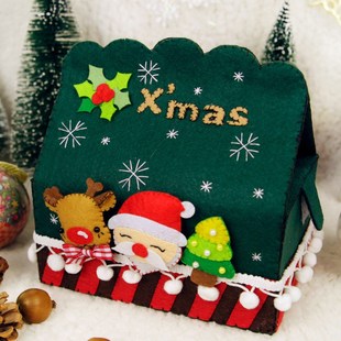 圣诞飘雪季节纸抽盒纸巾免裁剪手工成品不织布手工布艺diy材料包