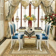 欧式餐桌椅组合6人白色小户型客厅大理石方桌简欧实木长方形饭桌