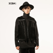 XIEIN写映 设计师男装 羽绒拉链装饰短款雪呢绒羽绒马甲