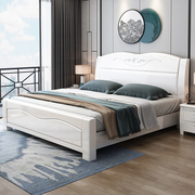 白色实木床1.2米全实木高箱储物床1.5卧室，床1.35米老人单人床1米2