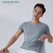兄华男短袖t恤莫代尔，韩版夏季圆领健身潮男修身健美打底上衣运动