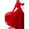 美妃红色气质裙子，垂坠感百褶半身裙女2023春夏，长款设计感小众