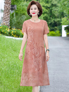夏装洋气妈妈连衣裙40-50岁中老年，优雅气质雪纺，改良旗袍长裙