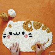 戳戳绣地毯手工diy材料，包亲手(包亲手)制作毛线绣创意卡通猫咪地垫送