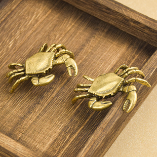 铜摆件《手中有钱》把玩手把件黄铜螃蟹横财家居饰品装饰摆件礼物