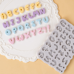 英文字母模具巧克力翻糖硅胶模，烘焙蛋糕装饰卡通生日快乐甜品台