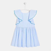 jaca*法单夏季女童，蓝白条纹荷叶边纯棉，蓝色小清新连衣裙童装
