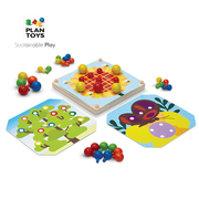 泰国PlanToys创意插图板 颜色分类排序 蘑菇插钉游戏宝宝早教玩具