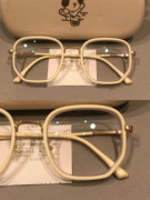 韩版通勤素颜奶油白方框眼镜女大脸气质时尚舒适超轻可配近视镜架