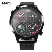 oulm欧镭HP3707大表盘多功能温度计指南针运动手表潮流腕表
