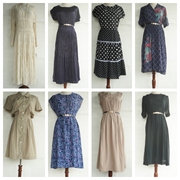 日本製vintage复古着孤品巴洛克森，系小清新棉质雪纺连衣裙