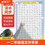 一二年级识字表挂图儿童小学生上册下册生字表认字学习挂图拼音