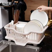 厨房置物架放碗筷收纳盒装碗碟盘，家用碗架沥水，架台面碗柜收纳架子