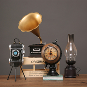 欧美复古创意迷你家居客厅小摆件怀旧钟表照相机留声机现代装饰品