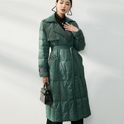 娜娜家22冬季假两件羽绒服女大码气质长款加厚外套轻奢高级设计感