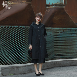 韫yun2023秋季女装带帽薄款女风衣，韩版气质显瘦长款连帽外套