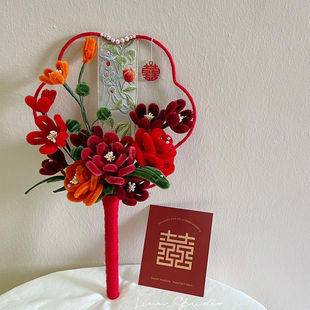 扭扭棒新年手捧花团扇新婚礼物创意DIY手工材料包摆件送闺蜜女生