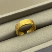 黄金色(黄金色)古法錾刻宽版戒指小众复古国潮，简约气质开口指环男女同款