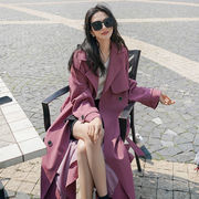 紫色风衣外套女中长款春秋韩版宽松小个子气质流行大衣