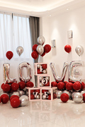 love字母铝膜气球装饰婚房结婚场景布置婚礼婚庆网，红透明盒子套装