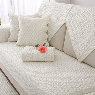 全棉沙发垫四季通用布艺防滑坐垫盖布巾，北欧简约现代纯色沙发套罩