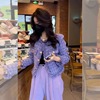 高级感名媛紫色小香风外套女2023秋冬季粗花呢小个子短款上衣