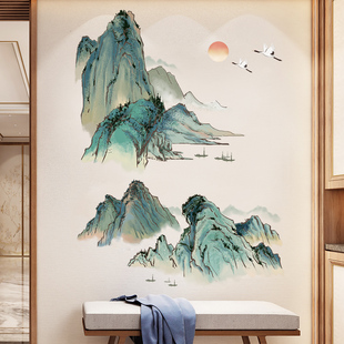 山水风景画壁纸自粘墙画壁画，客厅电视沙发背景墙，贴纸贴画墙面装饰