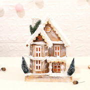 圣诞装饰品雪屋装饰品木小房子城堡带灯橱窗场景圣诞布置雪景布置