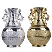 俄罗斯欧式风情浮雕金银双色双子花瓶手工艺品居家摆设装饰品