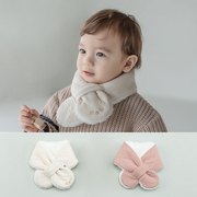 S285韩国进口冬季3-24个月男女宝宝加绒星星围巾婴幼儿童保暖围脖