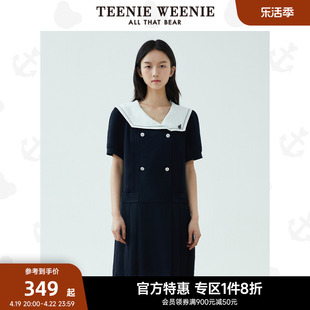 teenieweenie小熊奥莱夏季女甜美校园风复古海军风连衣裙