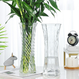 玻璃花瓶透明水养富贵竹，百合花瓶摆件，客厅插花干花北欧家用特大号