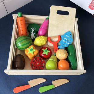 磁性大号水果蔬菜切切看乐木制婴幼儿童过家家厨房一3岁玩具礼物
