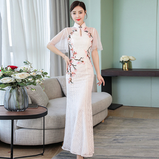 2024夏季中国风高端重工刺绣改良旗袍长款年轻款少女晚礼服装