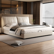 布雷尔真皮床现代简约主卧高端大气1.8米意式极简齐边软包床婚床