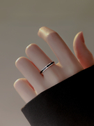 s925银黑色戒指女设计小众开口戒指女时尚个性银戒指2022年潮