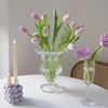 宽口花瓶法式鲜花水培大口径客厅装饰高脚餐桌摆件玻璃透明插花器