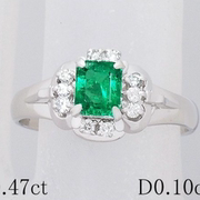 日本直邮奢侈品铂金，90047分祖母绿天然钻石戴妃款戒指11号