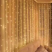 led铜线灯装饰灯串卧室，求婚布置房间浪漫窗帘，灯生日彩灯室内闪灯