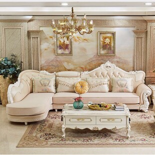 欧式科技布沙发(布沙发)转角，组合大小户型，客厅整装家具可拆洗简欧布艺沙发