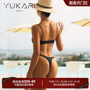 Yukari swim分体泳衣女三点式性感抹胸比基尼聚拢泳装温泉bikini
