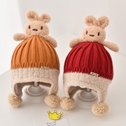 儿童帽子冬季女童韩版潮针织男童护耳，帽宝宝保暖毛线帽小孩套头帽