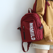 红色双肩包女韩版时尚，小书包休闲旅行大学生背包，女士双肩小背包