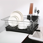 不锈钢沥水碗碟架带沥水盘厨房餐具置物架滤水晾碗盘筷子收纳架