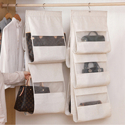 包包收纳挂袋布艺双面，多层透明防尘袋，悬挂式家用衣柜放包的置物架
