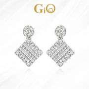 GiO珠宝18K金天然钻石耳钉女群镶真钻耳环气质款耳饰优雅灵动礼物