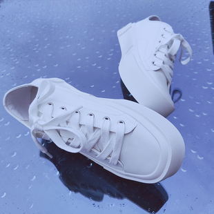 纯白色小白鞋男青年低帮夏季透气网红板鞋子简约潮流方头时尚清新