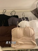 磨毛美背吊带内衣女加厚小胸内搭U型带胸垫小背心冬打底外穿抹胸