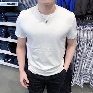 ckcalvinklein男士夏季圆领，纯色字母短袖，t恤精梳棉基础款打底衫