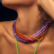 欧美大牌设计感轻奢多层串珠，项链波西米亚民族风人造水晶颈链